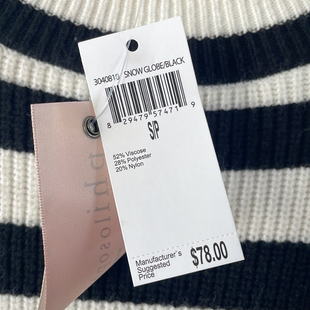Philosophy Mock Neck Black and White Color blocked Striped Sweater, Small - Picture 5 of 8